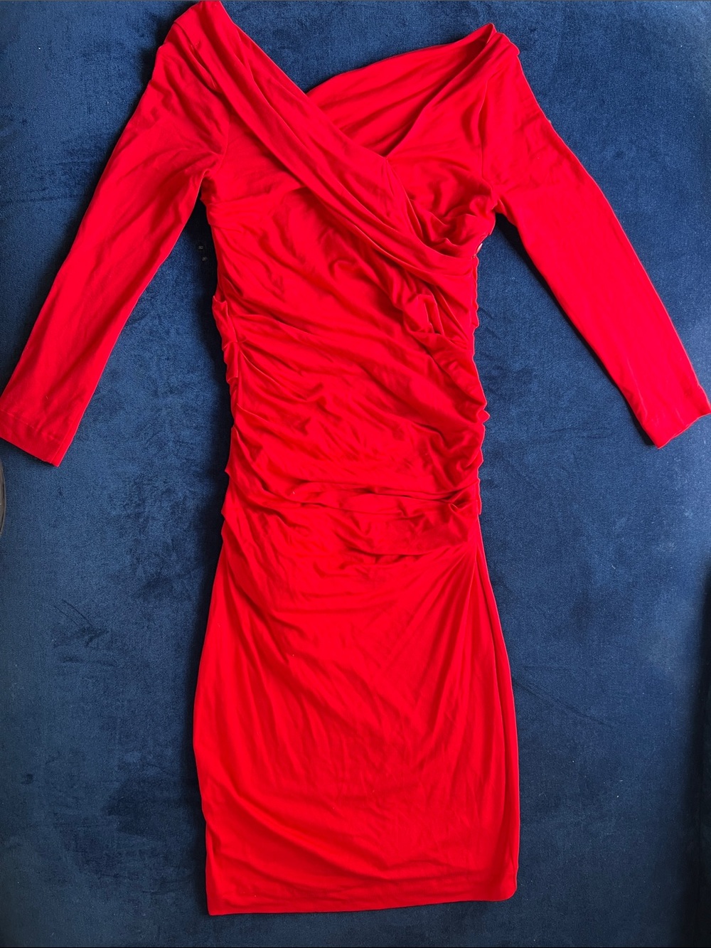 MNG Side Scrunch Red Dress